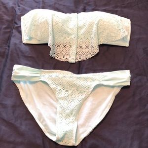 Mint Lace Strapless Two Piece